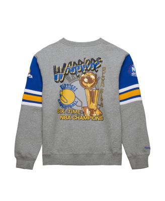 Men's Heather Gray Golden State Warriors Hardwood Classics All Over 4.0 Pullover Sweatshirt