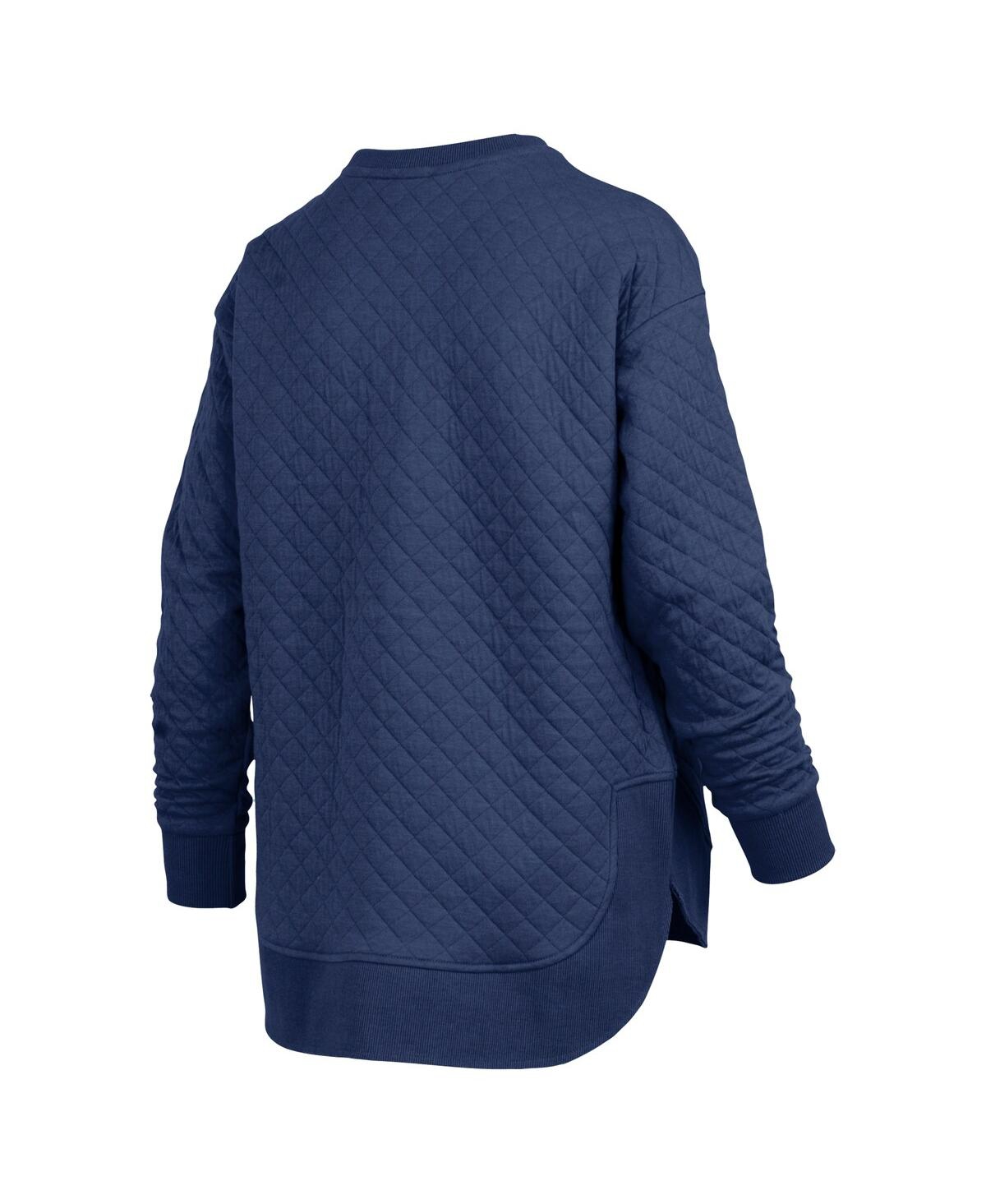 PRESSBOX WOMEN'S NAVY NOTRE DAME FIGHTING IRISH QUILTED LONG SLEEVE PULLOVER SWEATSHIRT 