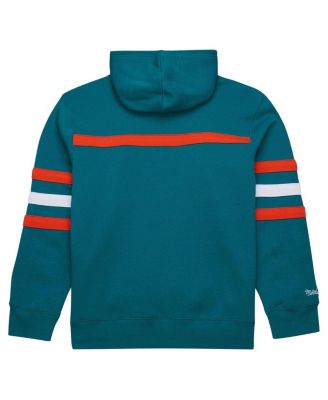 Men's Aqua Miami Dolphins Vintage Logo Head Coach Fleece Pullover Hoodie