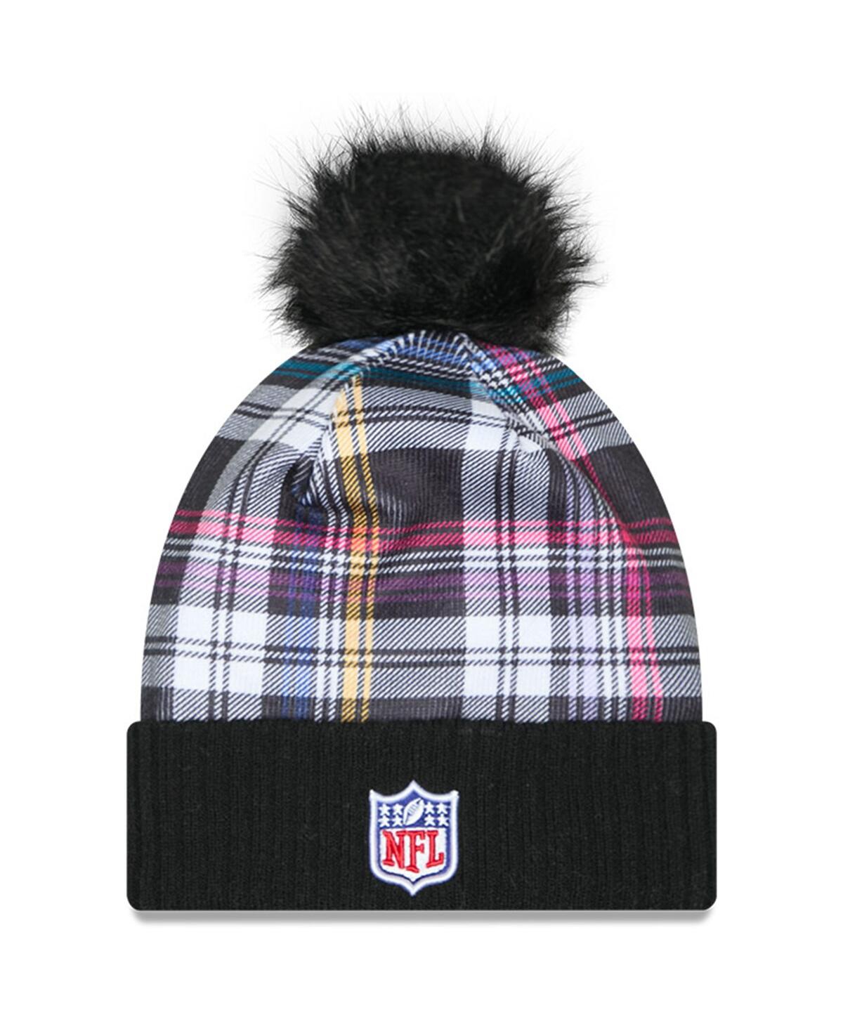 New Era Women's Black Minnesota Vikings 2024 Nfl Crucial Catch Cuffed With Pom Knit Hat In Black