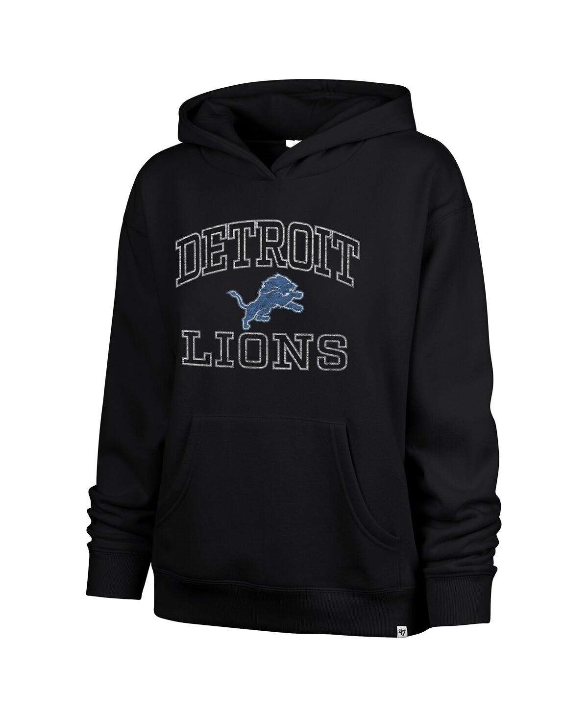 47 BRAND WOMEN'S BLACK DETROIT LIONS CLARITY NAOMI PULLOVER HOODIE 