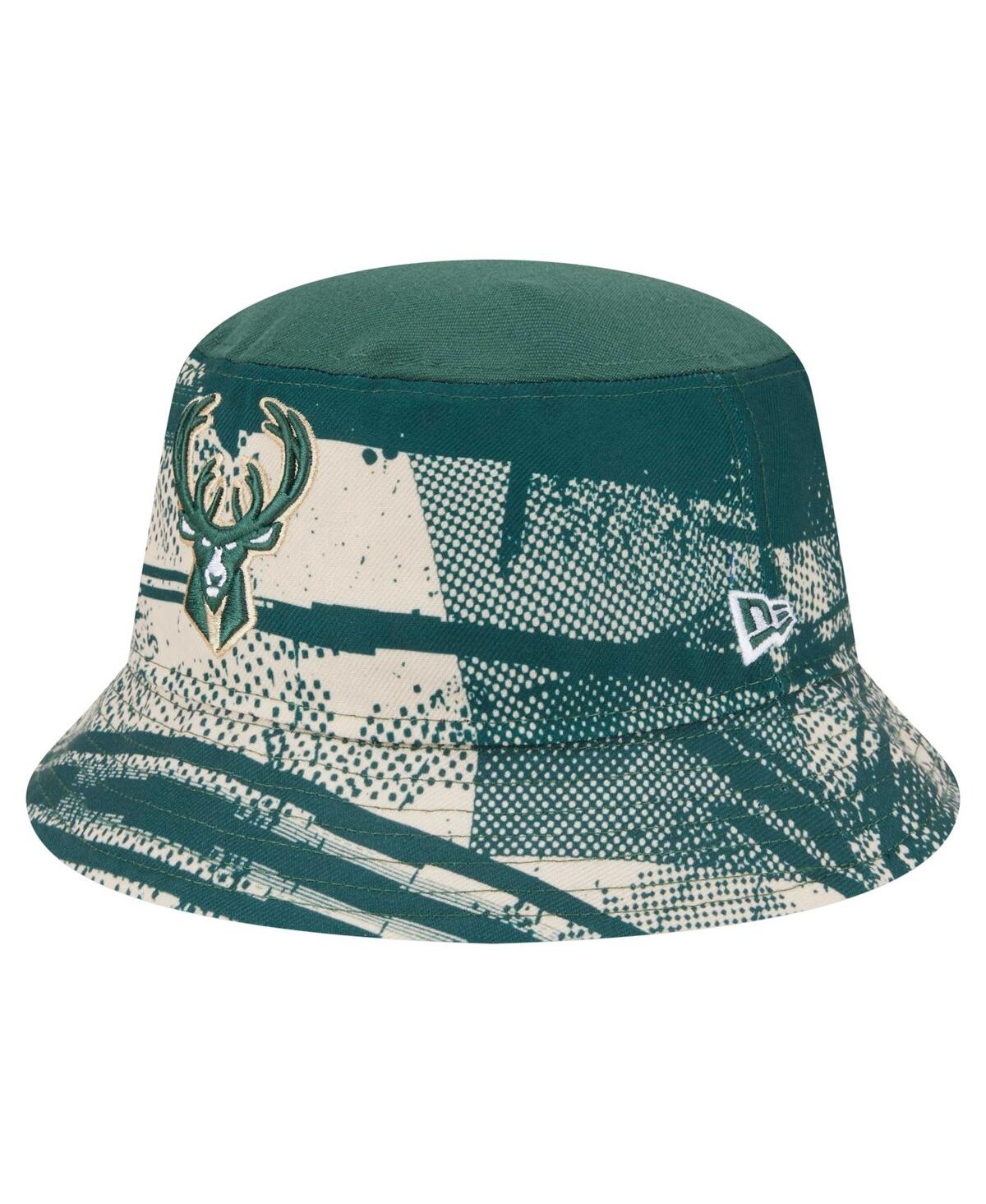 Shop New Era Men's Hunter Green/cream Milwaukee Bucks Tip-off Bucket Hat In Hunter Green,cream