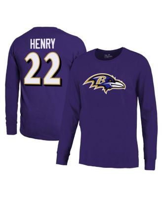 Majestic - Men's Derrick Henry Purple Baltimore Ravens Name Number Long Sleeve T-Shirt