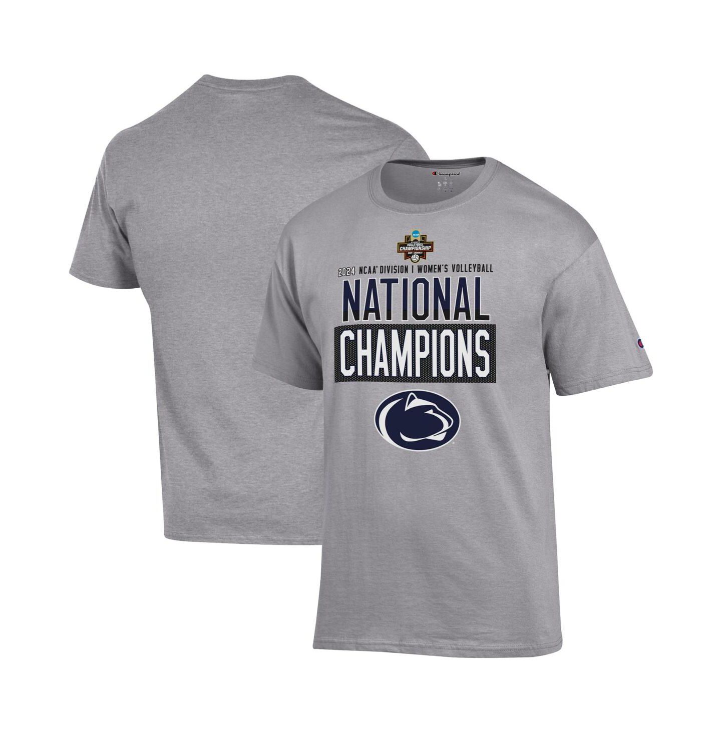 Мужская футболка Champion Gray Penn State Nittany Lions 2024 NCAA Volleyball National Champions Locker Room — фото 1