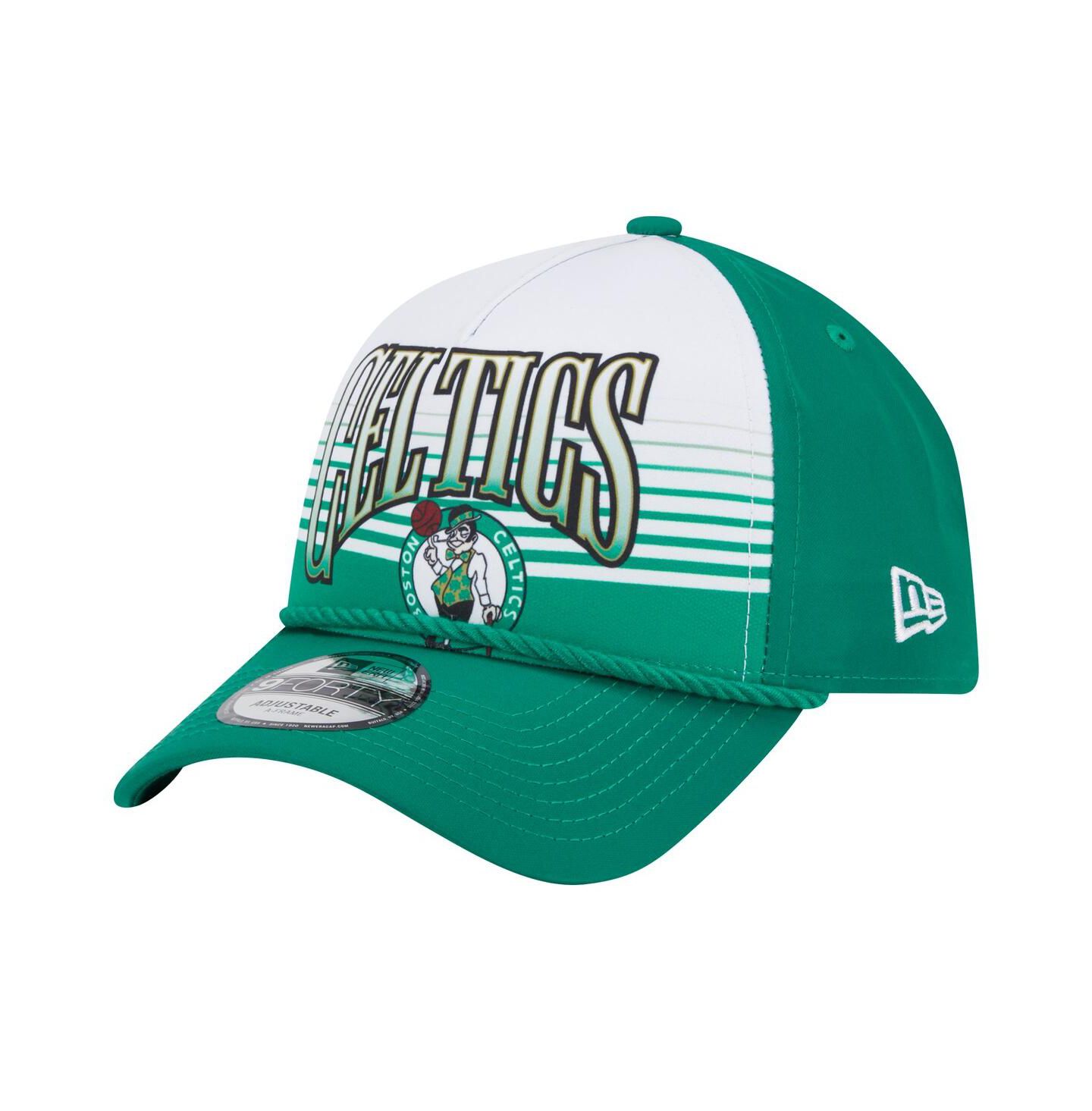 Мужская кепка New Era Kelly Green Boston Celtics Throwback Gradient A-Frame 9FORTY Adjustable Hat — фото 1