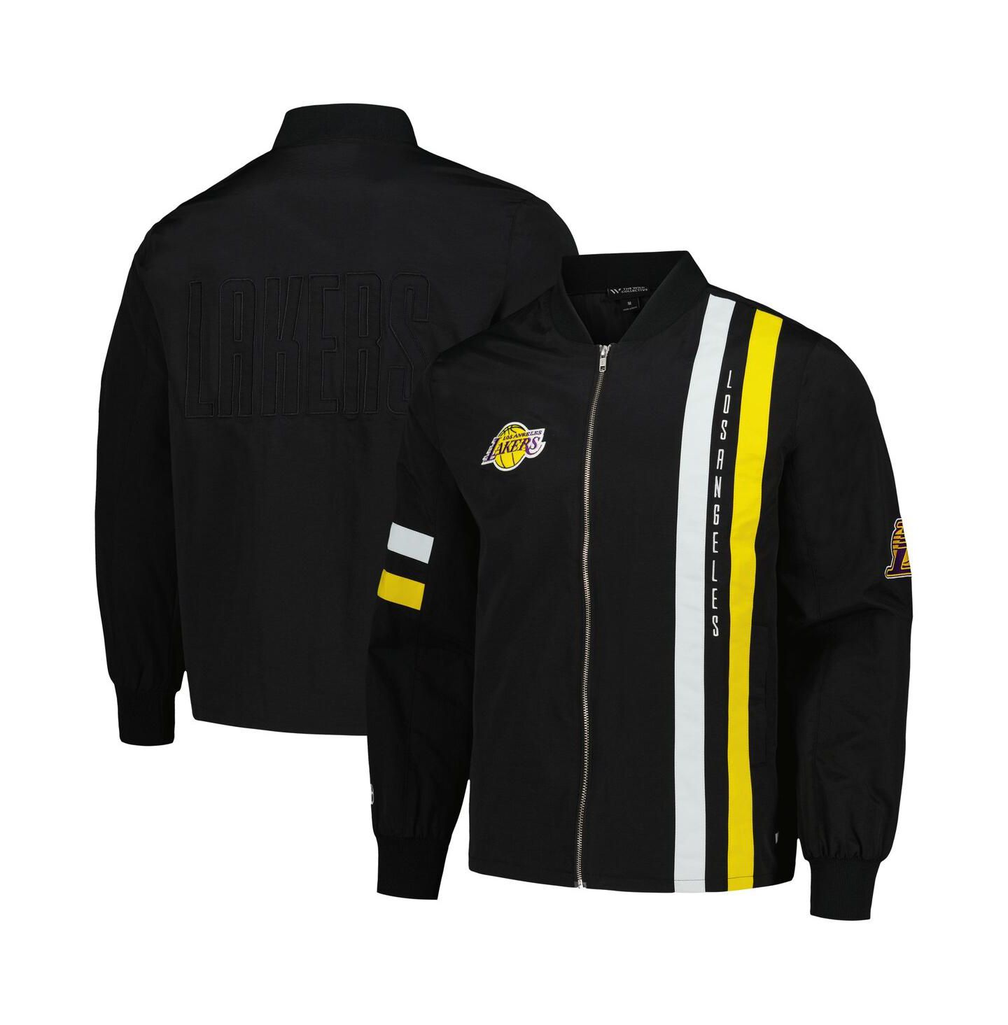 Куртка The Wild Collective Black Los Angeles Lakers Stitch Applique Full-Zip Bomber — фото 1