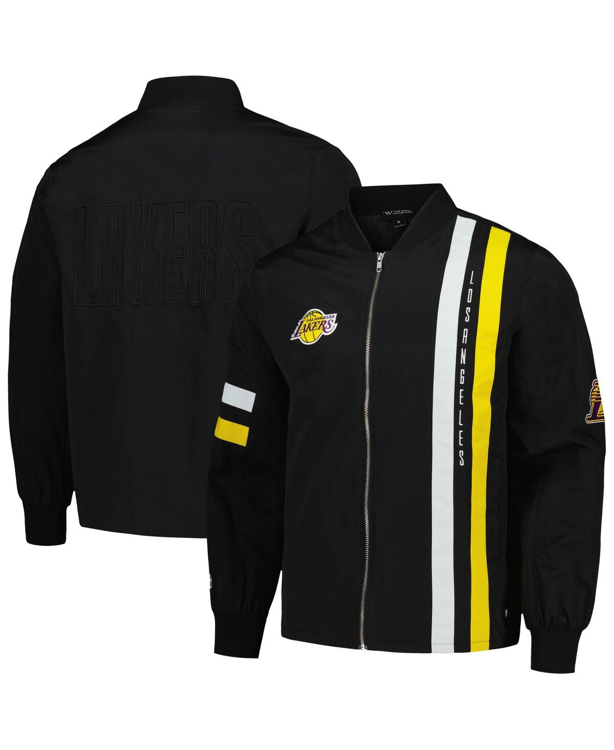 Men's and Women's Black Los Angeles Lakers Stitch Applique Full-Zip Bomber Jacket - Black