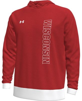 Men's Red Wisconsin Badgers 2024 On-Court Shootaround Long Sleeve Hoodie T-Shirt