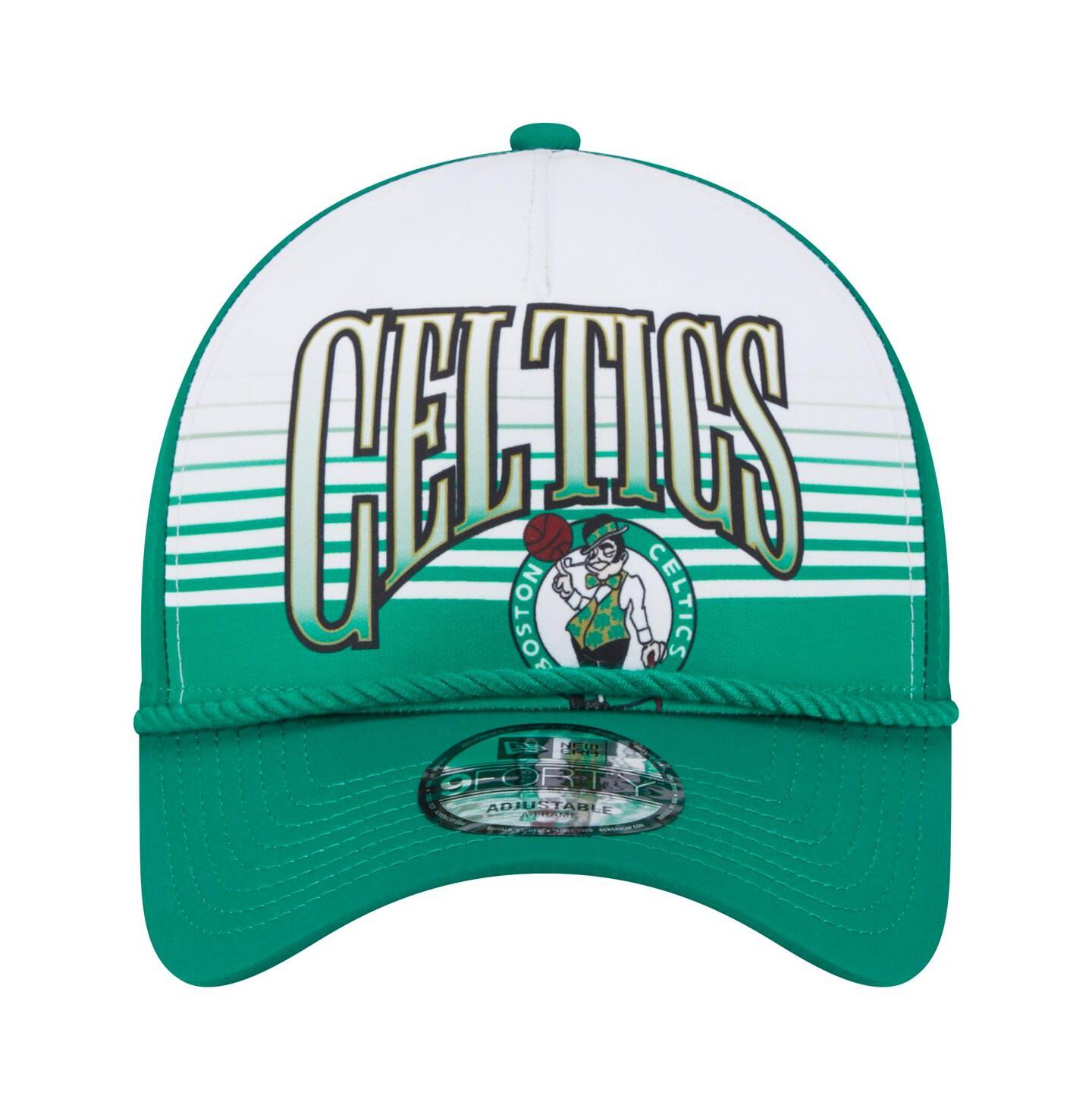 Мужская кепка New Era Kelly Green Boston Celtics Throwback Gradient A-Frame 9FORTY Adjustable Hat — фото 5