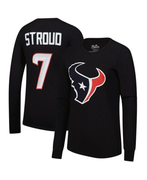 Женская футболка Majestic C.J. Stroud Navy Houston Texans Player Name & Number Long Sleeve