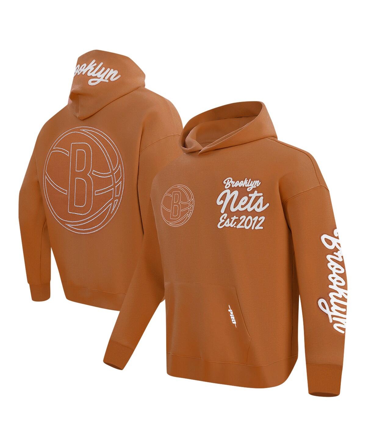 Pro Standard Men's Brown Brooklyn Nets Paint The City Drop Shoulder Pullover Hoodie In Brown