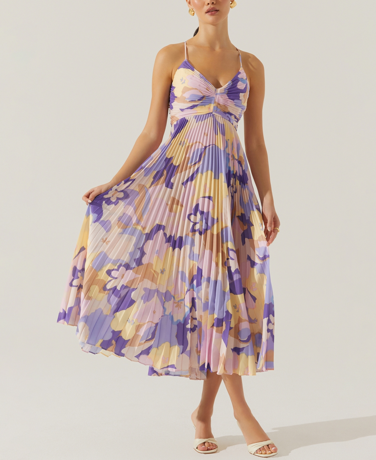 Astr Blythe Midi Dress In Purple Multi In Purple Multi