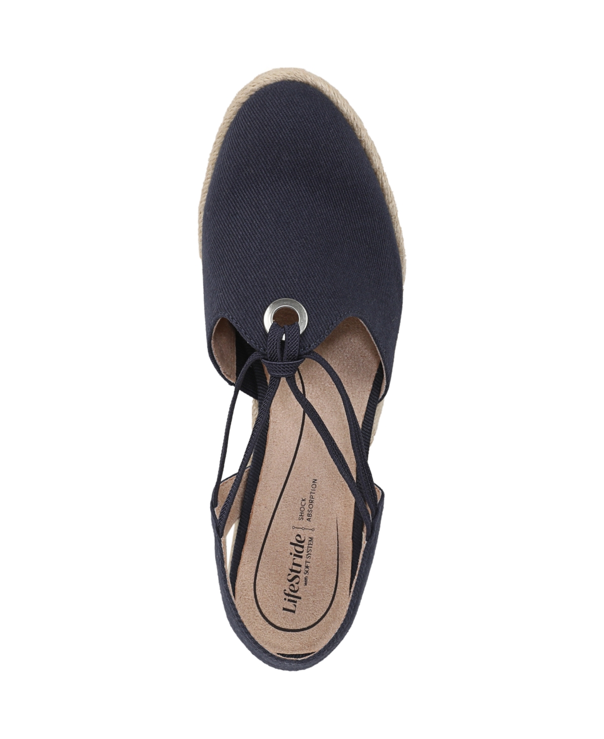 Shop Lifestride Women's Kennedy Closed Almond Toe Wedge Espadrilles In Lux Navy Canvas