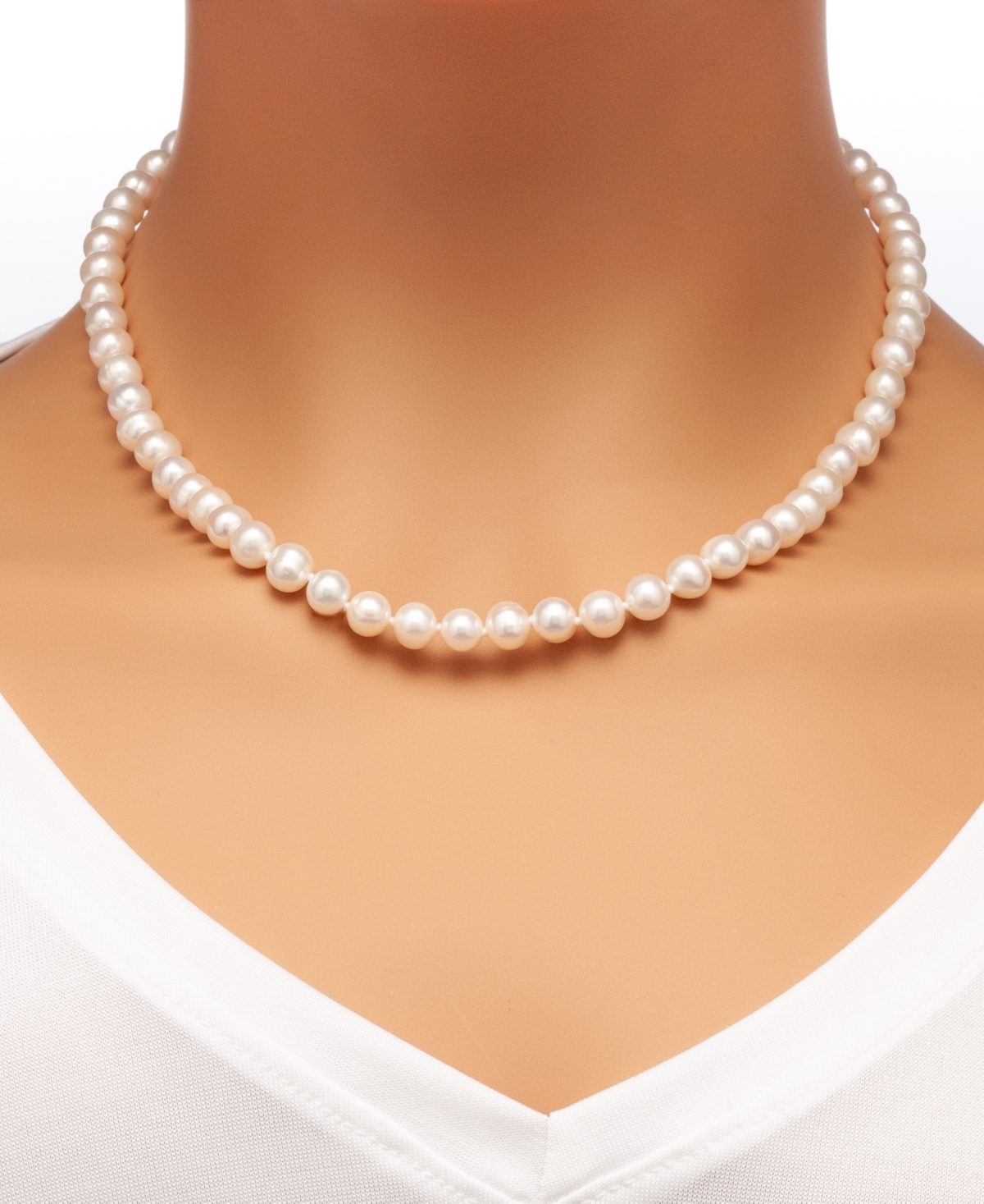 Macy's 2-pc. Set Cultured Freshwater Pearl (7- 7-1/2mm) & Cubic Zirconia Collar Necklace & Complementing St In Gold Over Silver