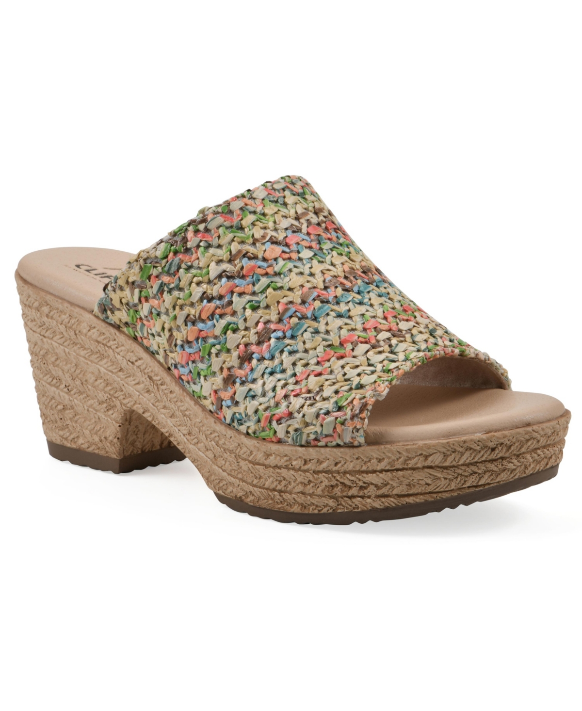 Cliffs By White Mountain Women's Biando Wedge Slip-on Sandals In Multi Raffia