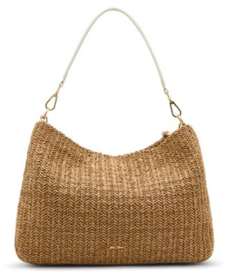 Straw Cultured Pearl Large Hobo Bag