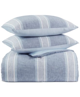 Charter Club Clifton Cotton Linen Stripe Comforter Sets Exclusively At Macys In Blue