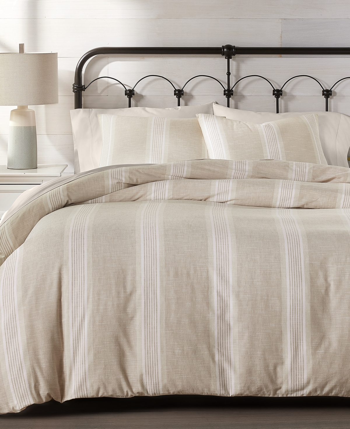 Charter Club Cotton/linen Clifton Stripe 2-pc. Comforter Set, Twin, Exclusively At Macy's In Brown