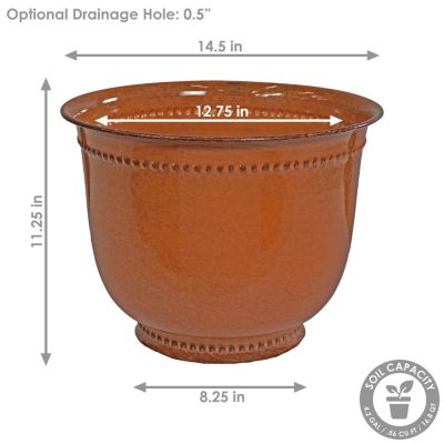 Michael Metal Indoor or Outdoor Planter with Drainage Hole - 14.5 in