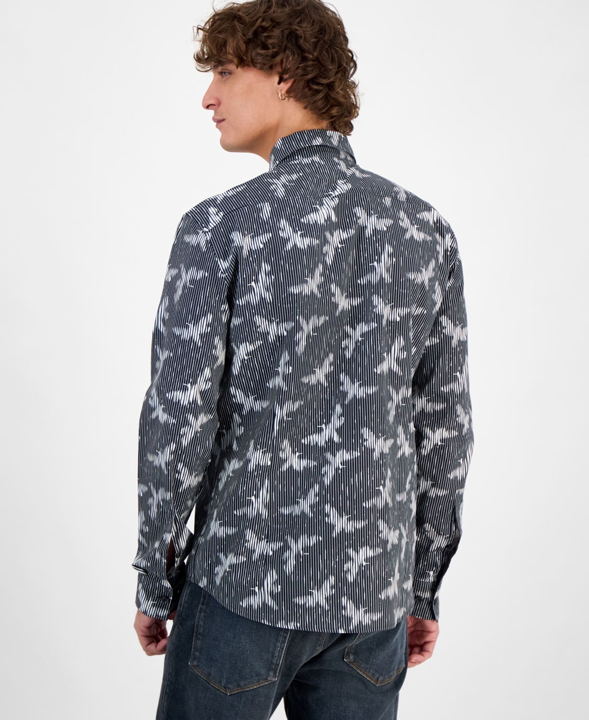 Hugo Boss Hugo By  Men's Ermo Butterfly Patterned Shirt In Black