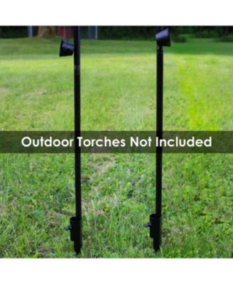 Outdoor Universal Steel Metal Ground Stake Accessory for Patio and Lawn Torches - Black