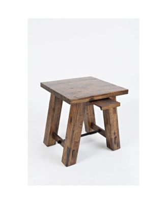 Cannon Valley Rustic Distressed Industrial Trestle End Table