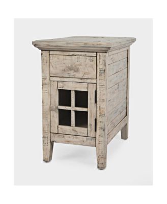 Rustic Shores Distressed Acacia USB Charging Chairside End Table