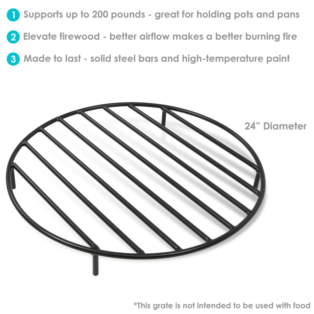 Outdoor Heavy-Duty Steel with High-Temperature Finish Round Fire Pit Firewood Log Grate