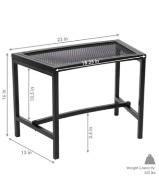 Outdoor Lightweight and Portable Metal Patio Side End Table or Backless Bench Seat with Mesh Top - 23"
