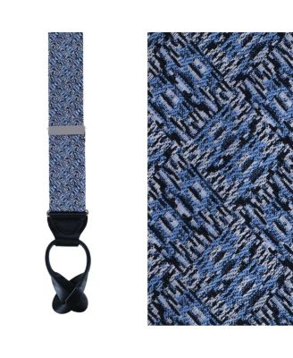 Men's Benito's Blue Basket Weave Pattern Silk Novelty Button End Suspenders