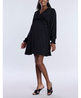 Women's Woven Wrap Long Sleeve Mini Dress - Motherhood