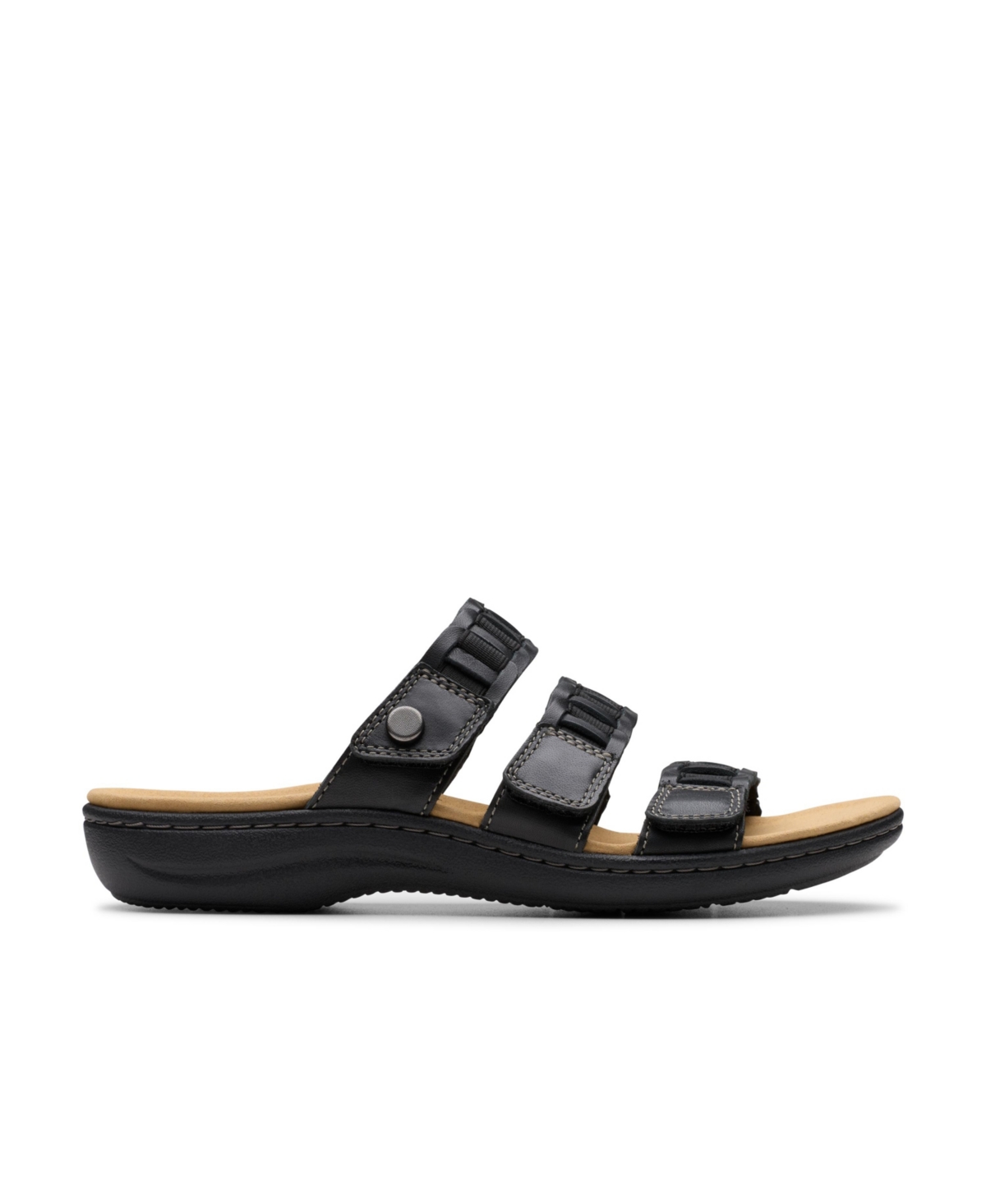 Clarks Collection Women's Laurieann Hope Slip-on Flat Sandals In Black Leather