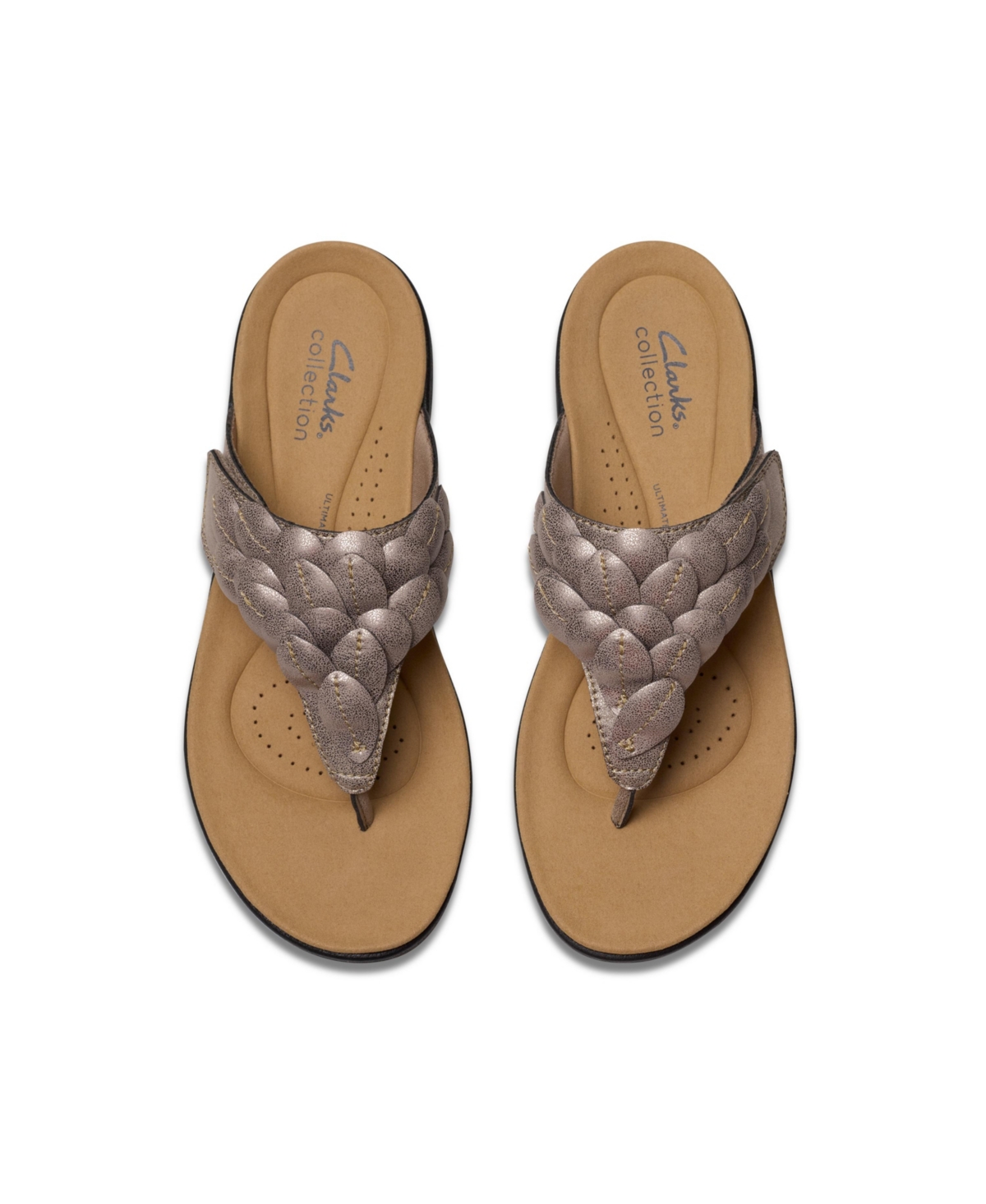 Clarks Collection Women's Laurieann Palm Flip-flop Sandals In Taupe Metallic