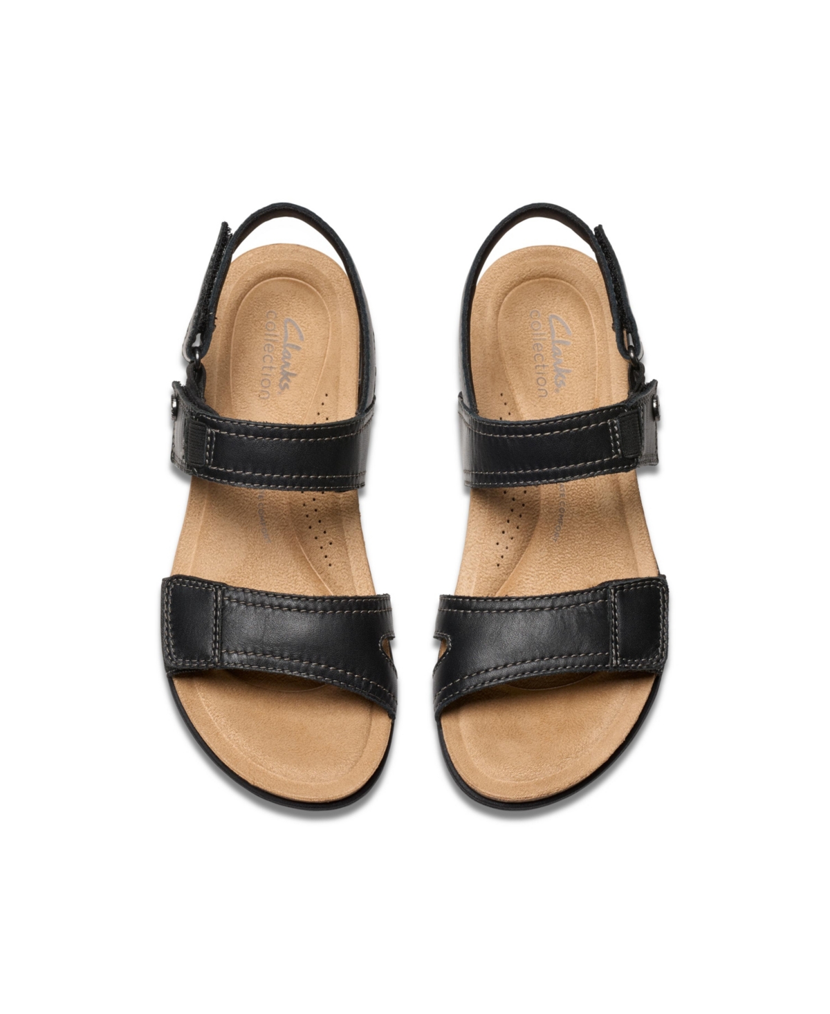 Clarks Collection Women's April Clover Riptape Flat Sandals In Black Combi Leather