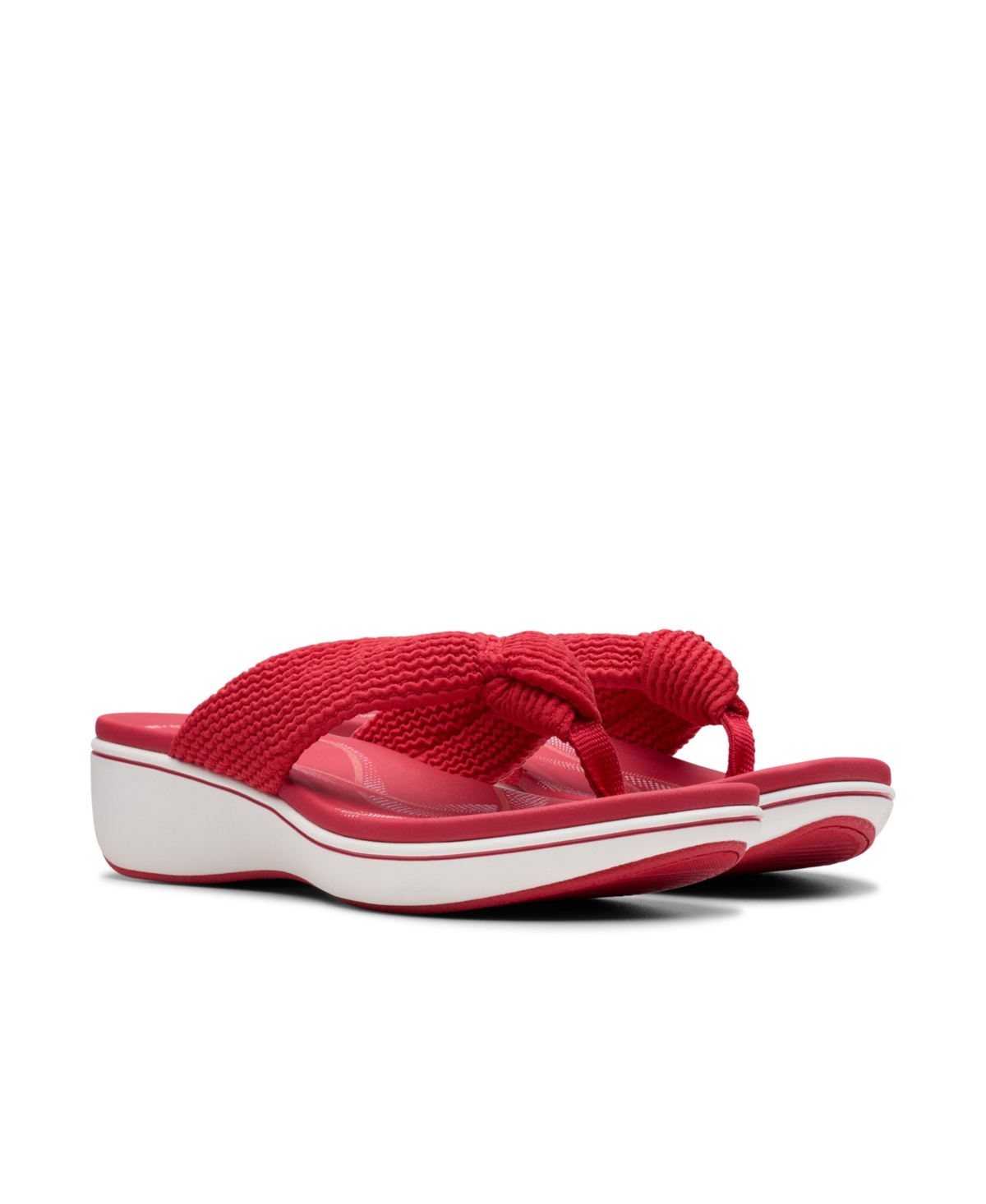 Clarks Glide Post Womens Flat Slip On Thong Sandals In Cherry Textile