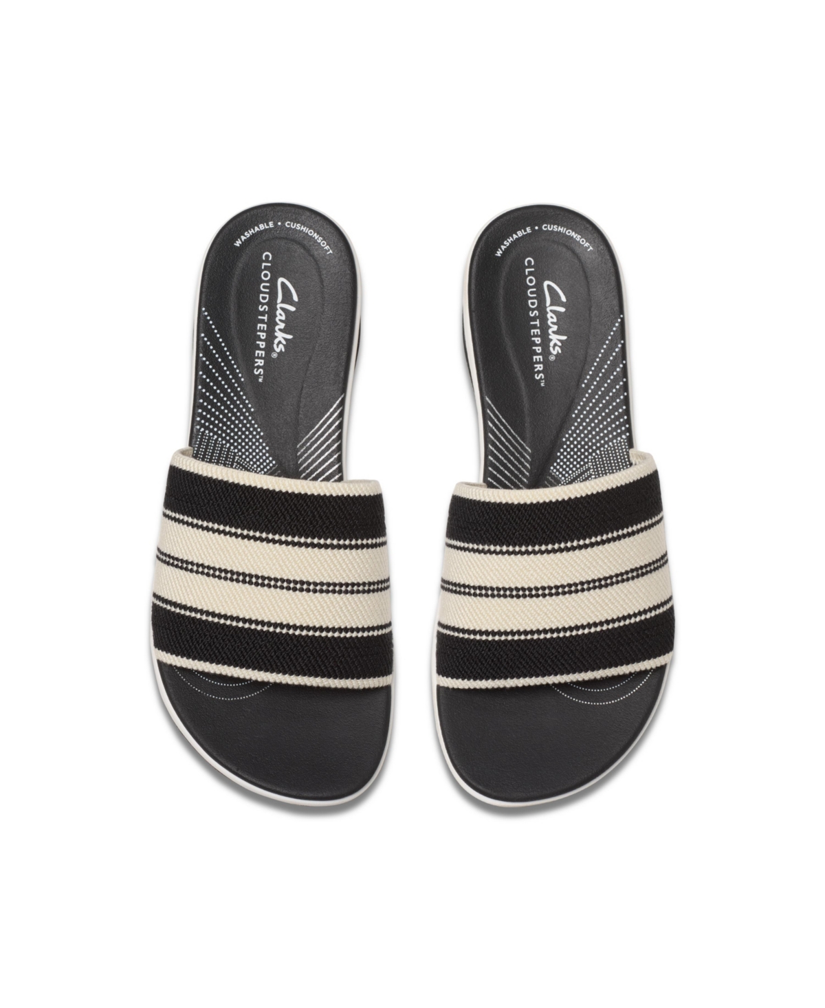Clarks Cloudsteppers Women's Arla Hollis Slip-on Flat Sandals In Black Combi Textile