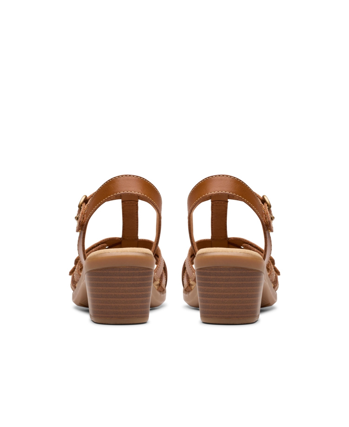 Clarks Collection Women's Emily2 Rose Block Heel Sandals In Tan Leather