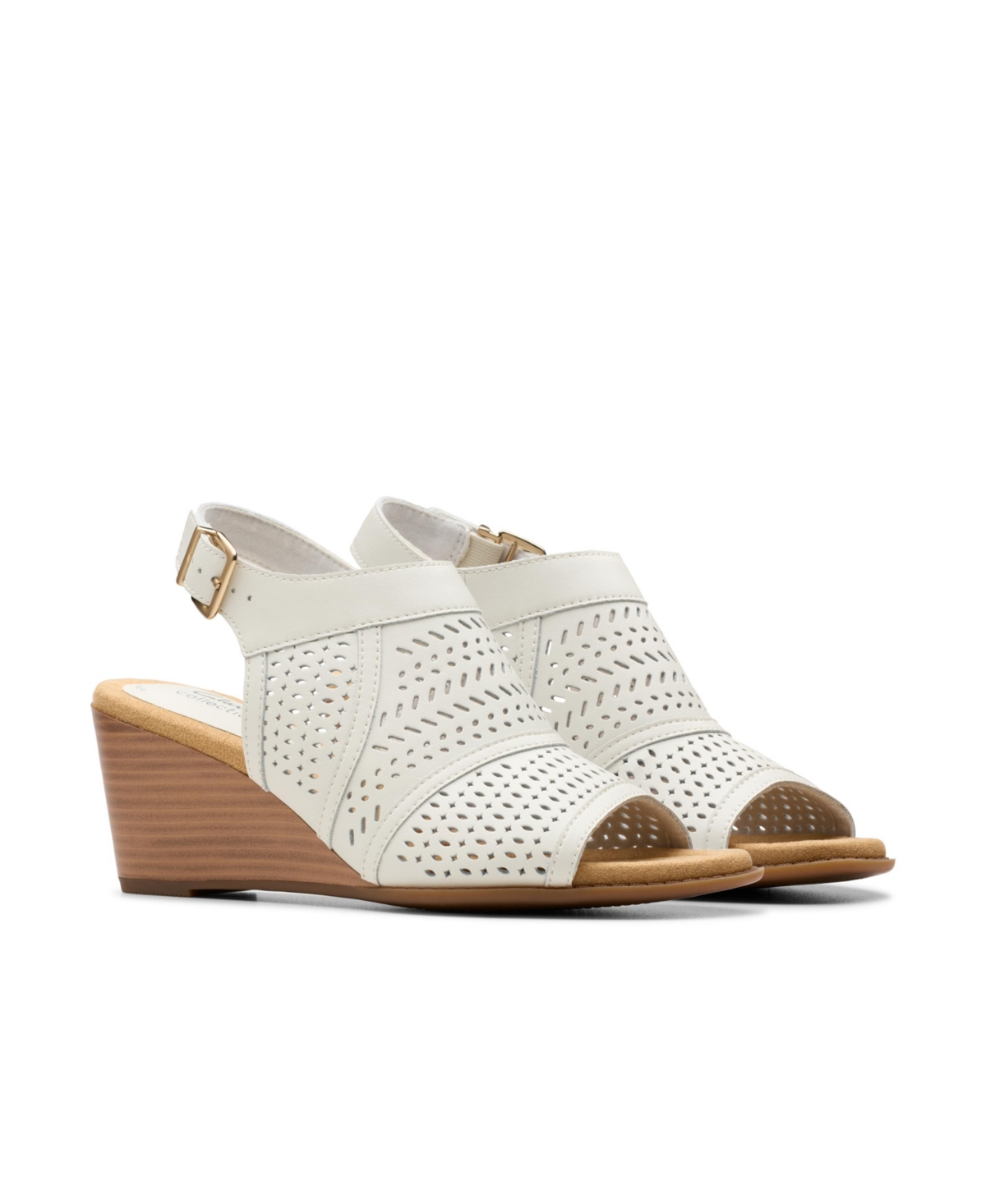 Shop Clarks Collection Women's Emmalae Hope Wedge Sandals In Off White Leather