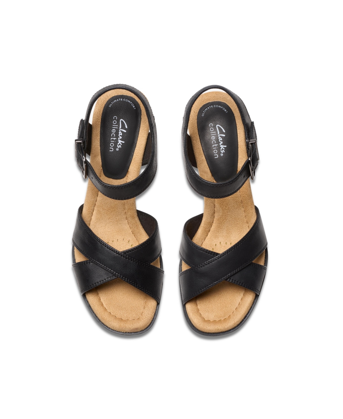Clarks Collection Women's Emmalae Iris Wedge Sandals In Black Leather