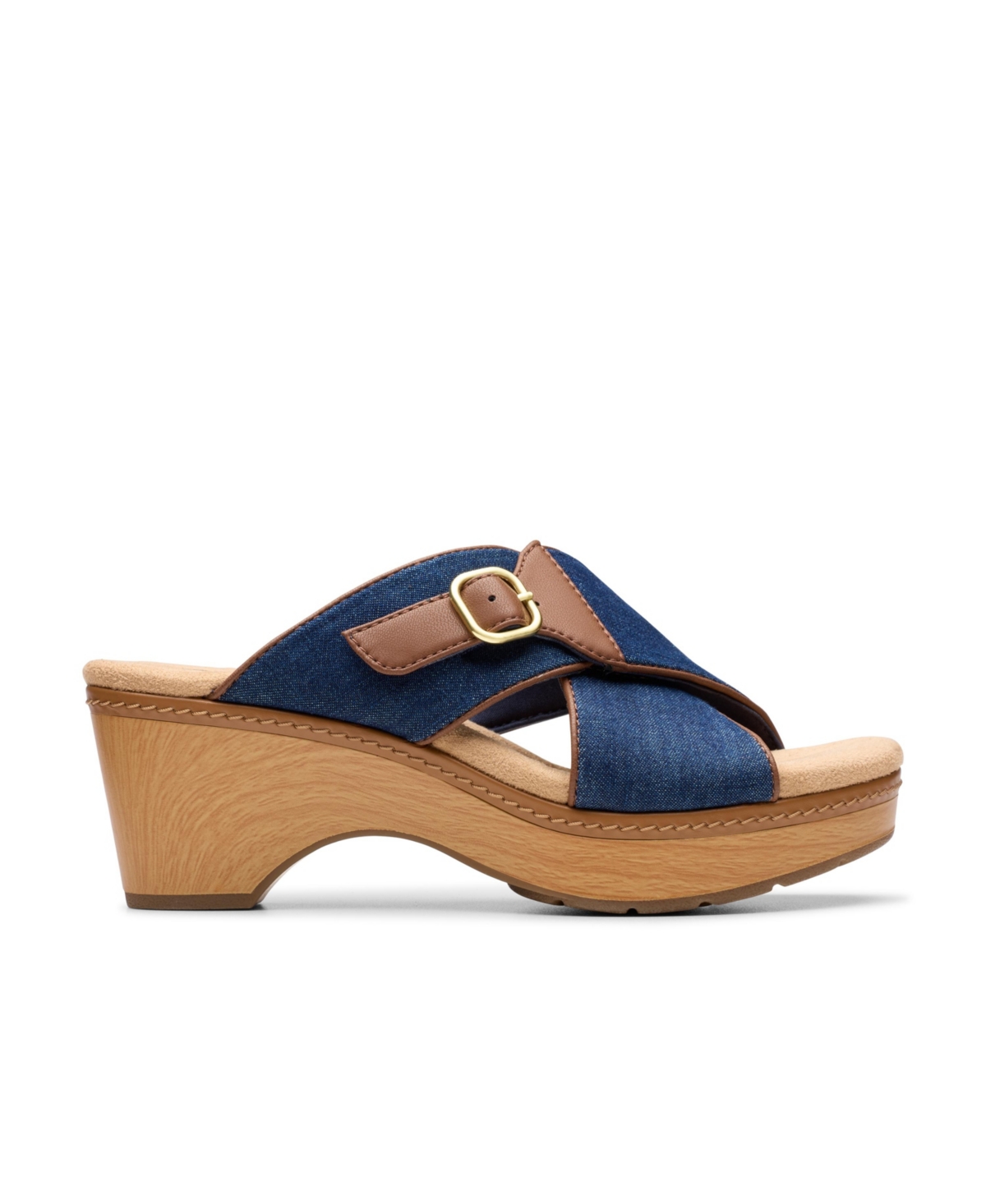 Clarks Collection Women's Seannah Nora Wedge Sandals In Dark Denim Textile