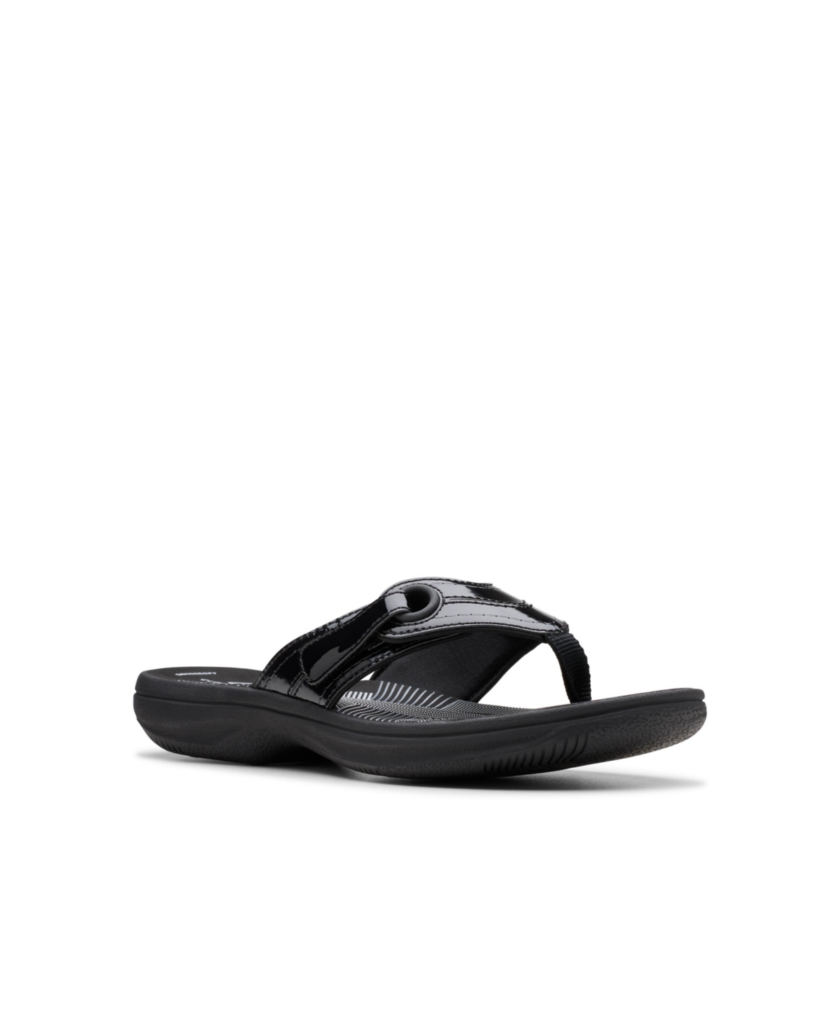 Clarks Cloudsteppers Women's Breeze Reyna H Slip-on Sandals In Black Patent