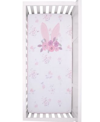 Flower Bunny Ears Cotton Nursery Photo Op Fitted Crib Sheet