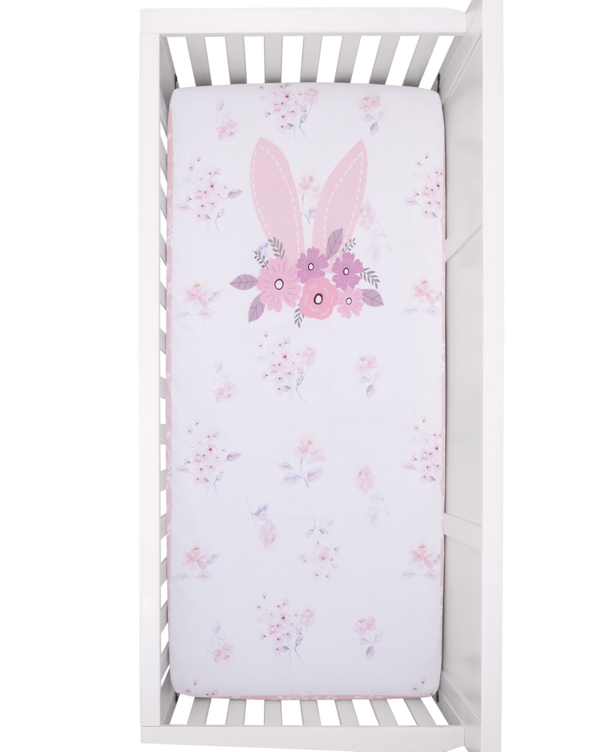 Nojo Flower Bunny Ears Cotton Nursery Photo Op Fitted Crib Sheet