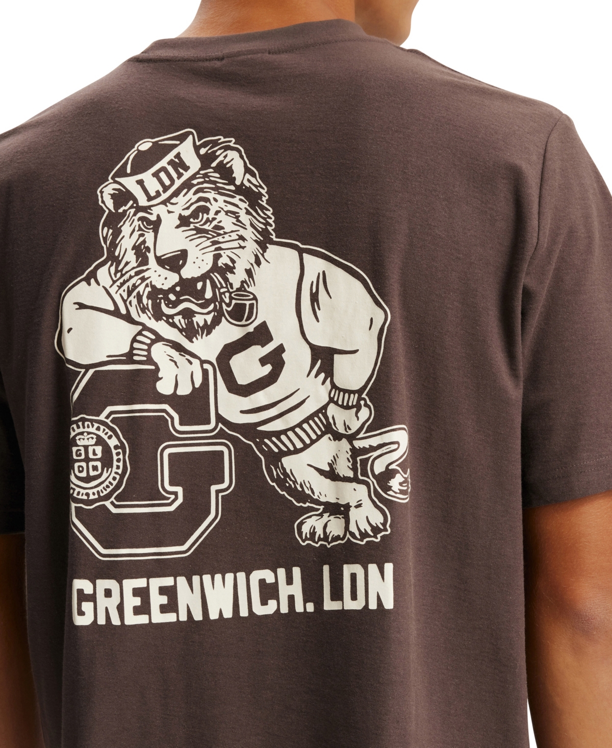 Shop Cotton On Men's Cropped Graphic T-shirt In Washed Chocolate