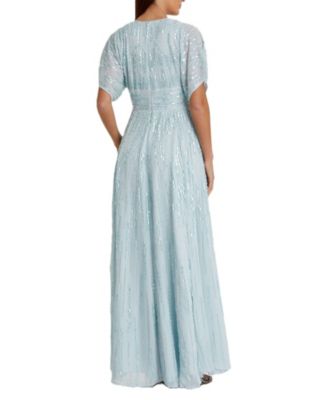Women's Embellished V Neck Evening Gown
