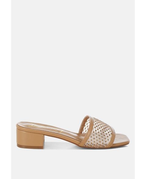 Женские туфли London Rag Kenzia Rhinestone Studded Slip-On Heels, цвет: Бежевый