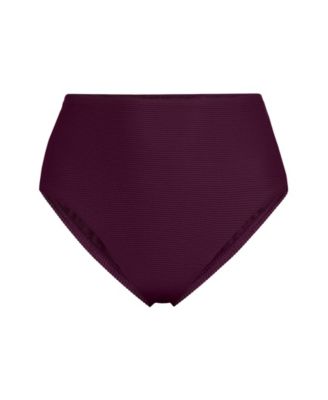 Women's Chlorine Resistant Ottoman Rib High Waisted Bikini Bottoms