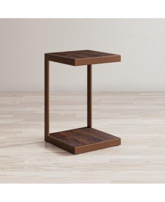 Global Archive Distressed Acacia and Stainless Steel "C" Table