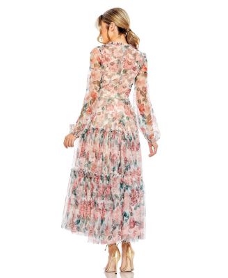 Women's Long Sleeve High Neck Long Balloon Sleeve Midi Dress