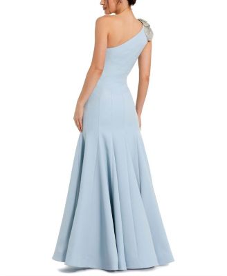 Women's Crepe One Shoulder Gown With Flower